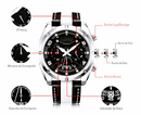 Relógio cronógrafo masculino ,pulseira de couro, Exclusivo + Frete Grátis