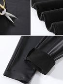 Leggings de Couro PU de Veludo Fino - Cintura Alta, Elásticas e Sexy para Outono e Inverno